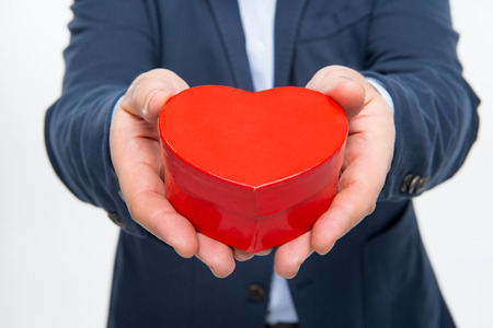 Man holding gift boxの写真素材