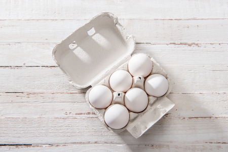 Chicken eggs in boxの写真素材