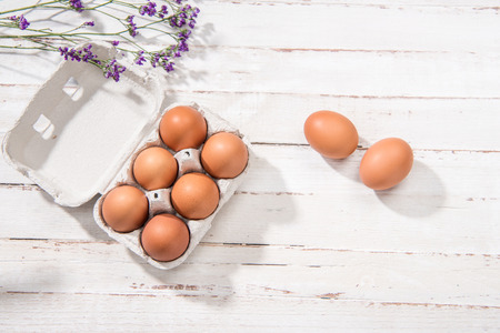 Chicken eggs in box