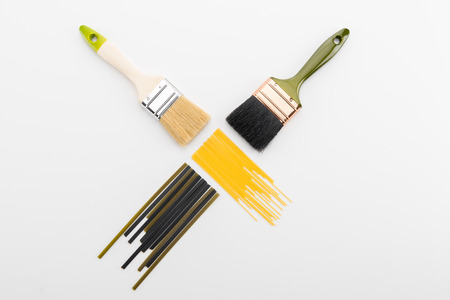 Brushes leave trails of pastaの写真素材
