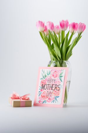 tulips, postcard and giftの写真素材