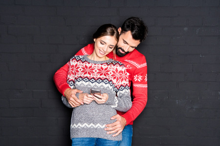 couple using smartphoneの写真素材
