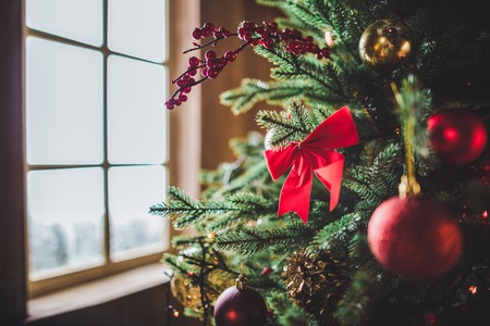 Decorations on Christmas treeの写真素材