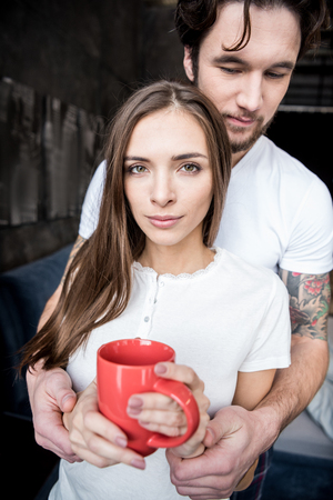 Couple drinking teaの写真素材