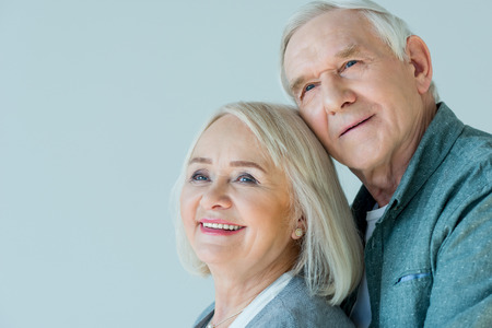 portrait of happy senior man and womanの写真素材