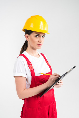Female engineer in helmetの写真素材