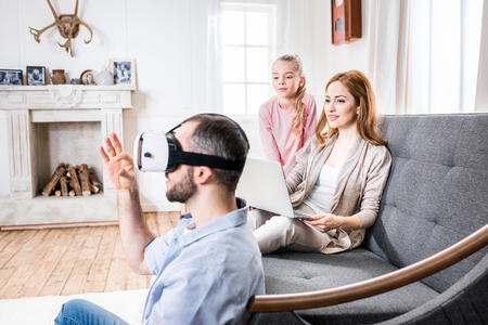 Family relaxing at homeの写真素材