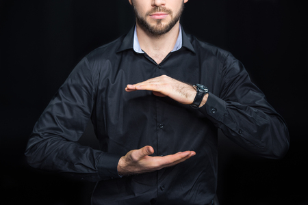 Man holding copy spaceの写真素材