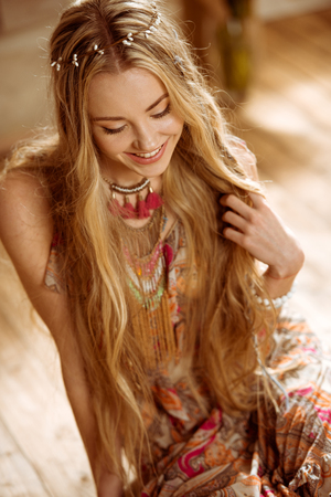 Young hippie womanの写真素材