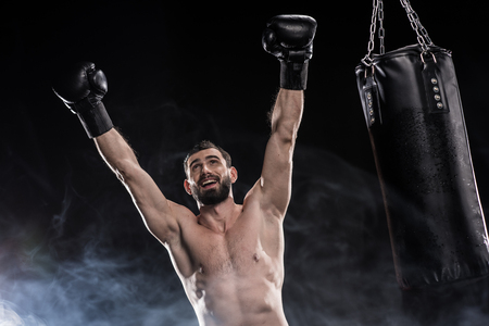 Young boxer celebratingの写真素材