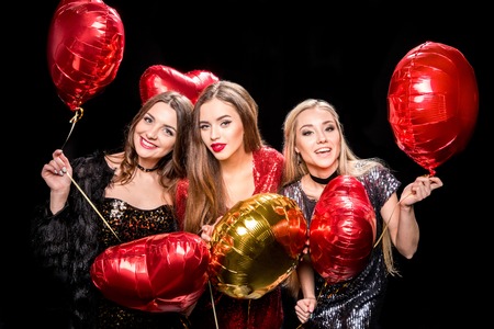 Gorgeous women with balloonsの写真素材