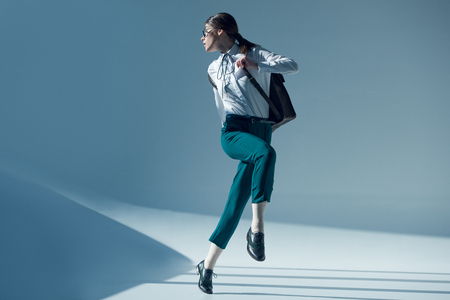 stylish woman in white shirtの写真素材