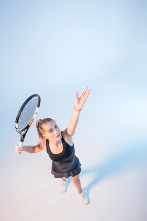 woman with tennis racketの写真素材