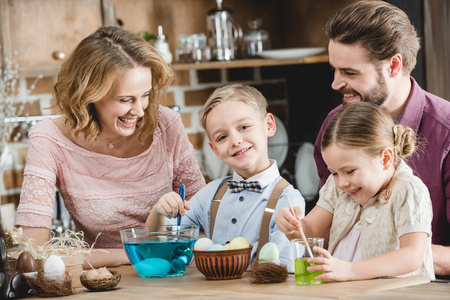Family preparing for Easterの写真素材