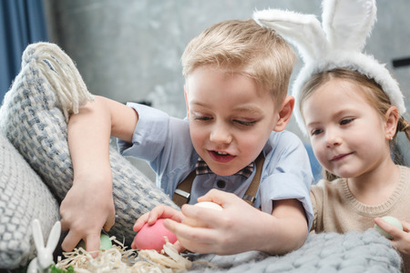 Kids with easter eggs