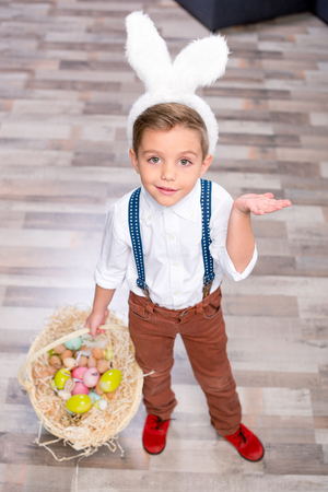 Little boy with Easter eggs