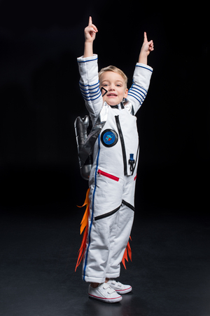 Boy in astronaut costumeの写真素材