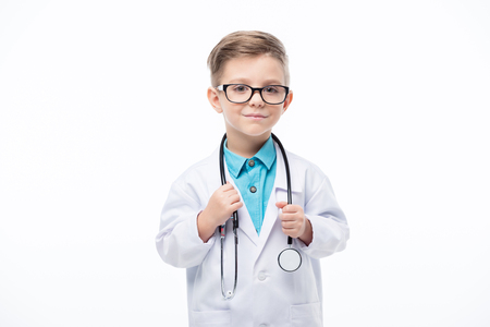 Boy in doctor costumeの写真素材