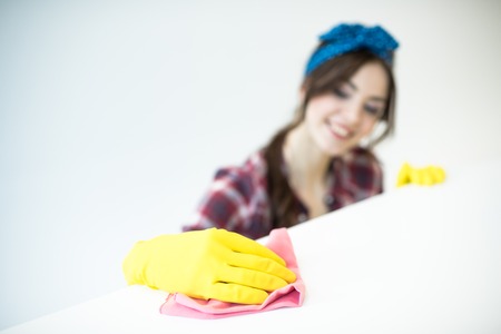 Woman cleaning surfaceの写真素材