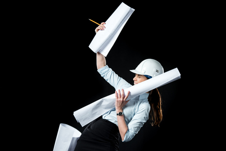 Female architect in helmetの写真素材