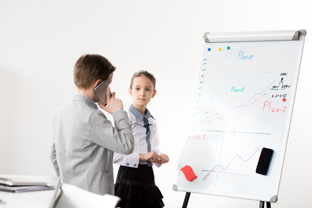 Children working in officeの写真素材