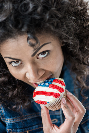 american girl bite cupcakeの写真素材