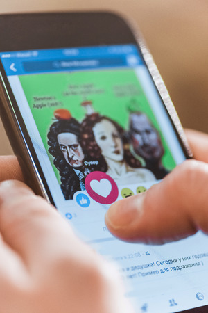 Facebook application on screenのeditorial素材