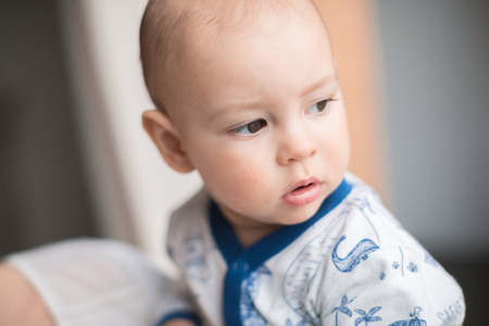 portrait of cute baby boyの写真素材