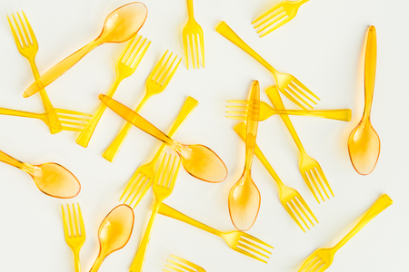 set of spoons and forks isolated on whiteの写真素材