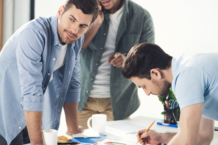 casual businessmen working on new project at modern office