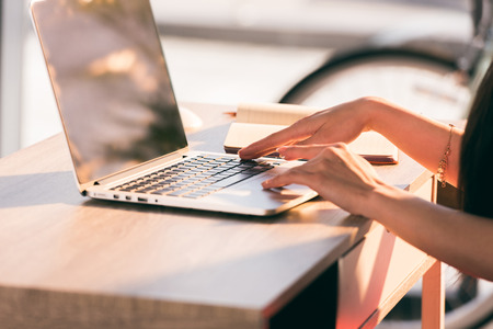 businesswoman working with laptop computer at workplace in office
