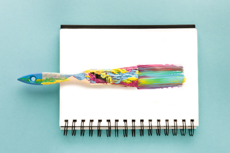 brush and colorful brushstroke in drawing albumの写真素材