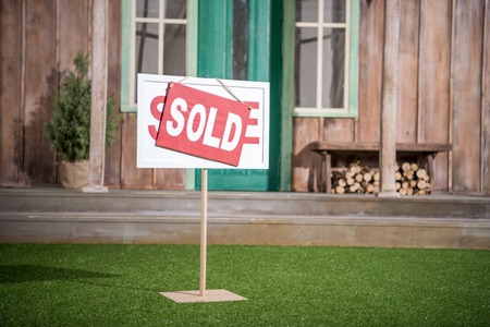 sale banner with sold cardの写真素材