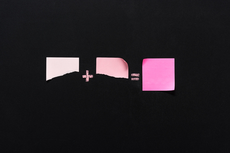mathematical example made of blank notesの写真素材
