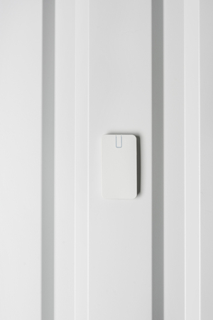 electronic door lock on white wallの写真素材