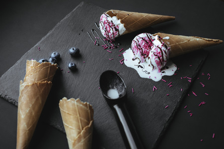 ice cream with sugar spreadingの写真素材