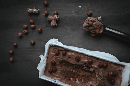 homemade chocolate ice creamの写真素材