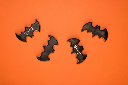 top view of homemade halloween bats cookies