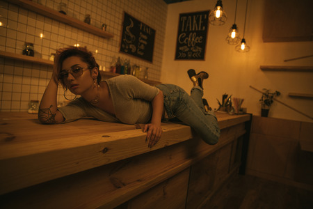 stylish seductive girlの写真素材