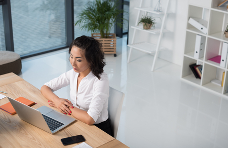 businesswoman working with laptopの写真素材