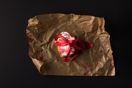 halloween cookie on baking paperの写真素材