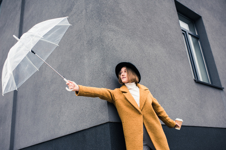 stylish woman with umbrella