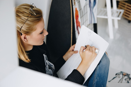 fashion designer drawing sketchの写真素材