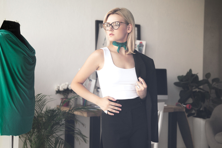 beautiful young fashion designerの写真素材