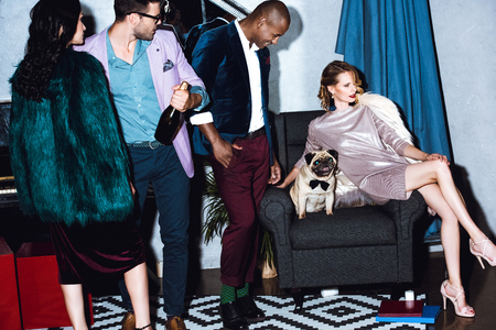 group of friends on partyの写真素材