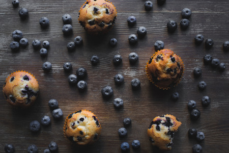 delicious cupcakes with blueberriesの写真素材