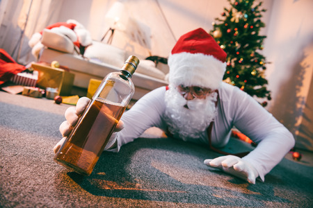 drunk bad santa clausの写真素材