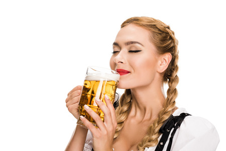 german girl drinking beerの写真素材