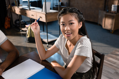 beautiful asian student girlの写真素材