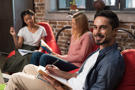 multiethnic students studying togetherの写真素材